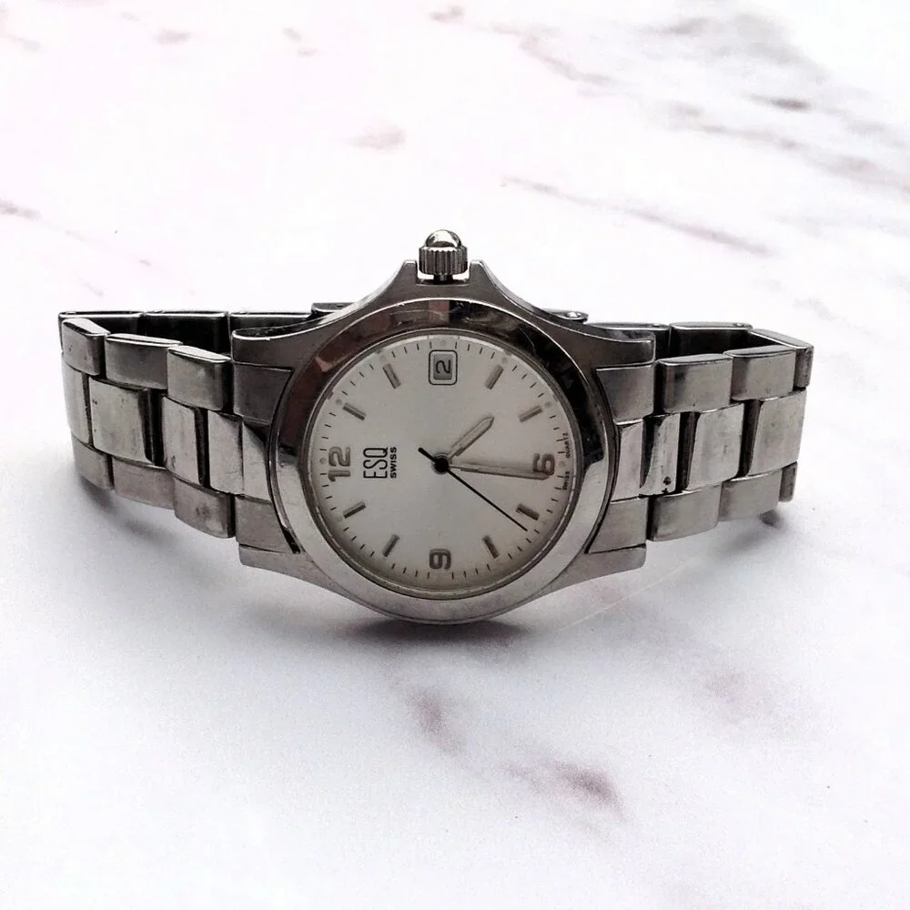 ESQ Movado Swiss Date Window Watch  E5063 Classic Styling